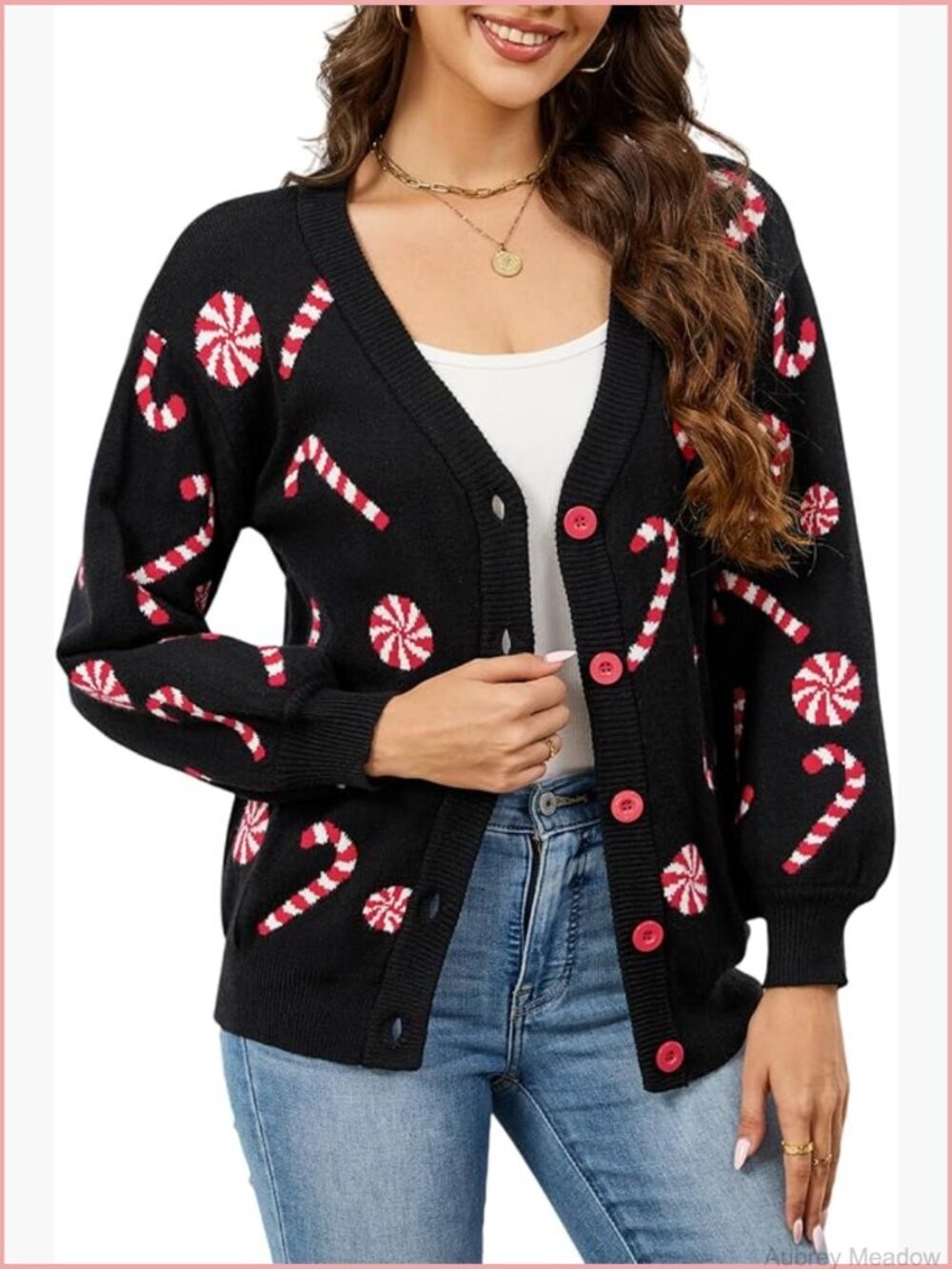 Women's Ugly Christmas Fuzzy Knit Long Sleeve Cardigan Sweater Party